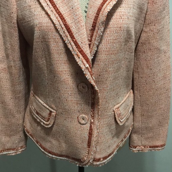 {Kate Hill} Pink Tweed Wool Blazer size 8 - Picture 7 of 10
